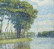 Paul Baum Trees by a canal oil painting reproduction